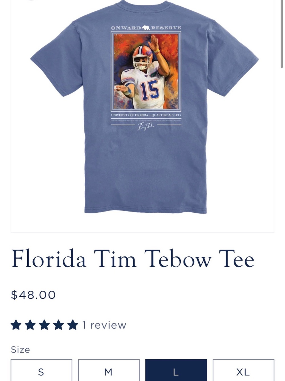 Men’s Tim Tebow Florida Gators Onward Reserve Graphic Tee